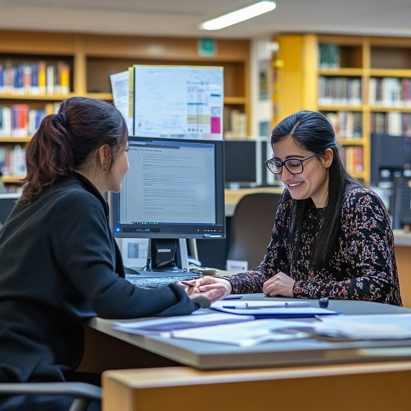 Students meeting consultant